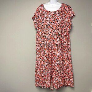 Tommy‎ Hilfiger Women's Plus Size 2X Cap Sleeve Pink Floral Cotton Maxi Dress